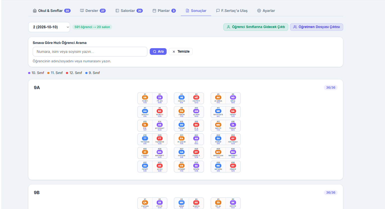 Kelebek Oturma Düzeni